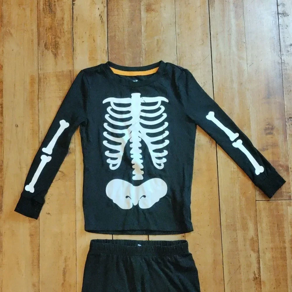 Skeleton Pajama Set 4T Unisex Halloween Fall Neutral Boy Girl